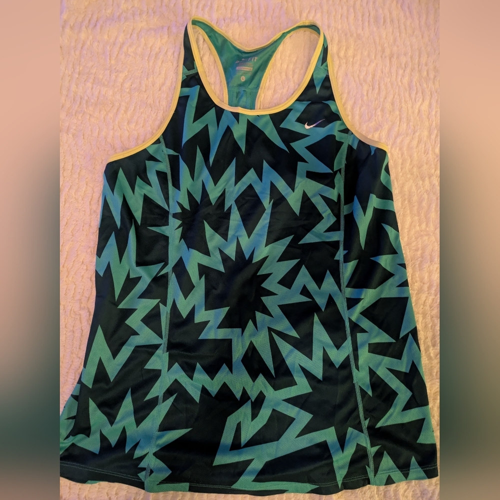 Nike Women's Blue and Green Athletic Top 💚 🖤 💚